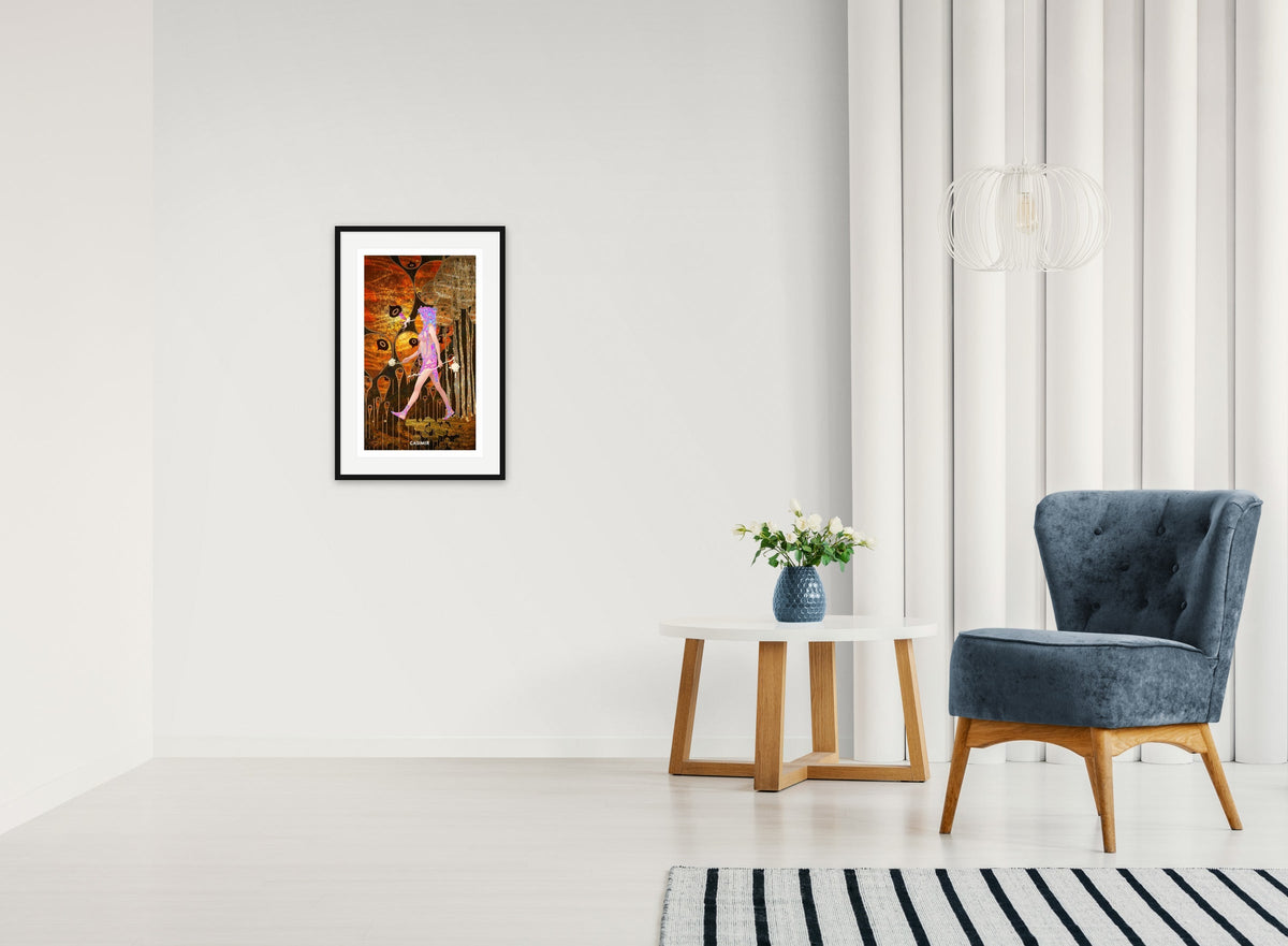 CASIMIR limited-edition tarot print "0 The Fool" shown on a wall