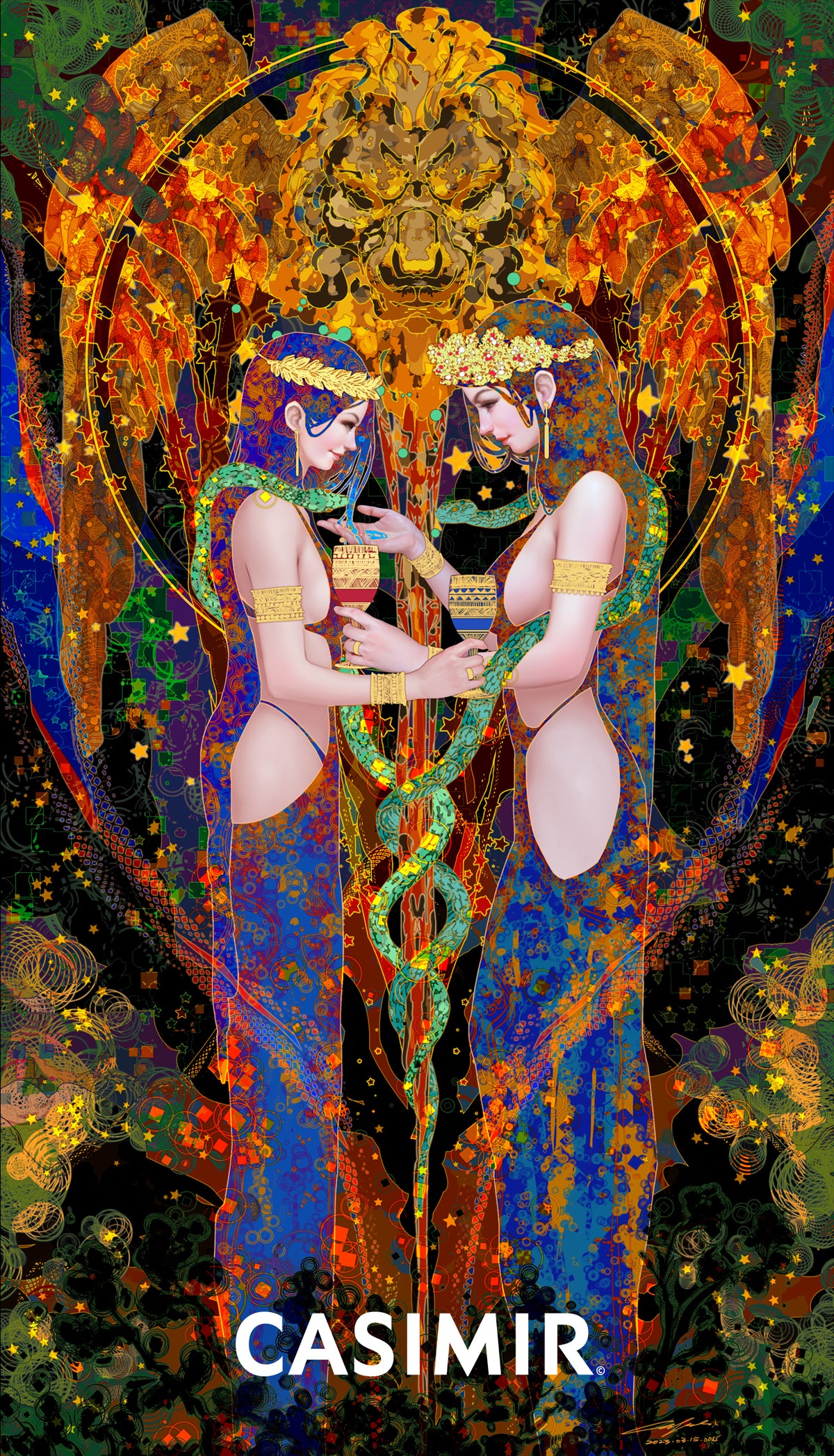 聖杯二｜Two of Cups｜CASIMIR｜版畫