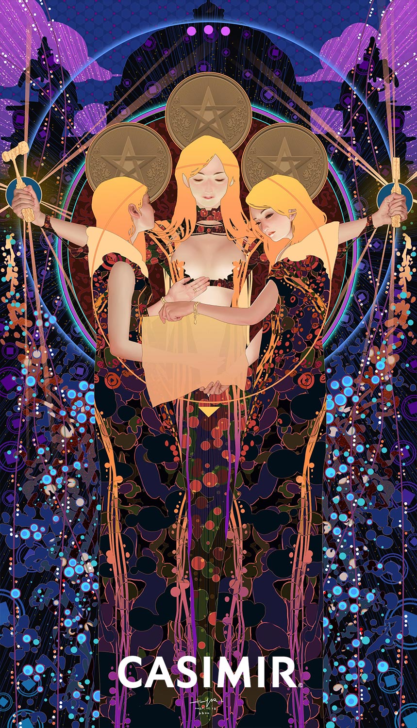 錢幣三｜Three of Pentacles｜CASIMIR｜版畫