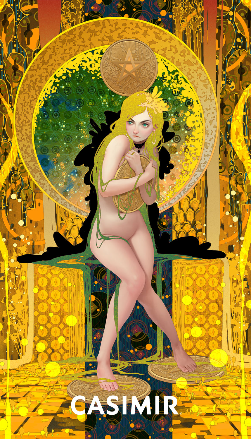 錢幣四｜Four of Pentacles｜CASIMIR｜版畫