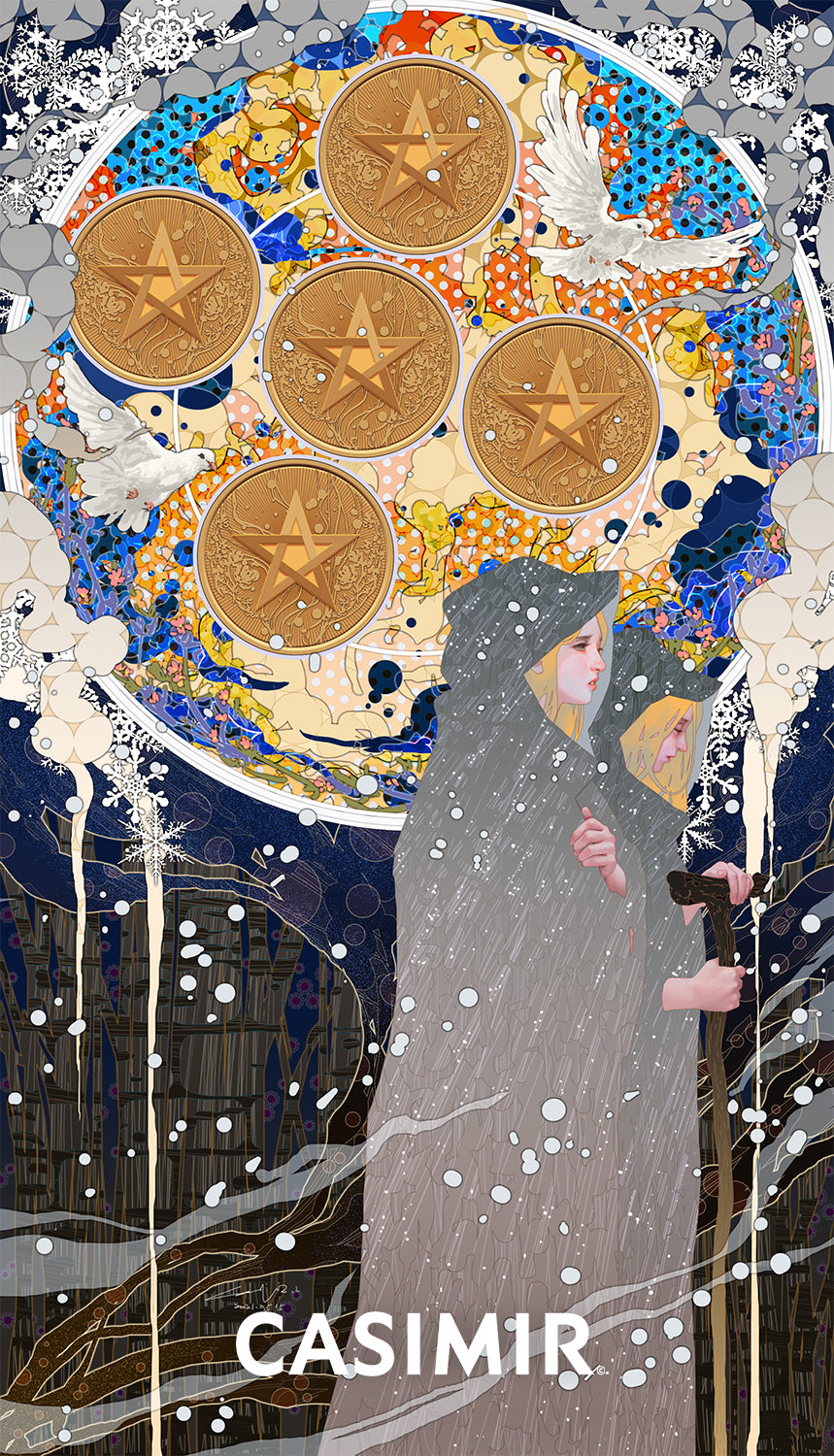 錢幣五｜Five of Pentacles｜CASIMIR｜版畫