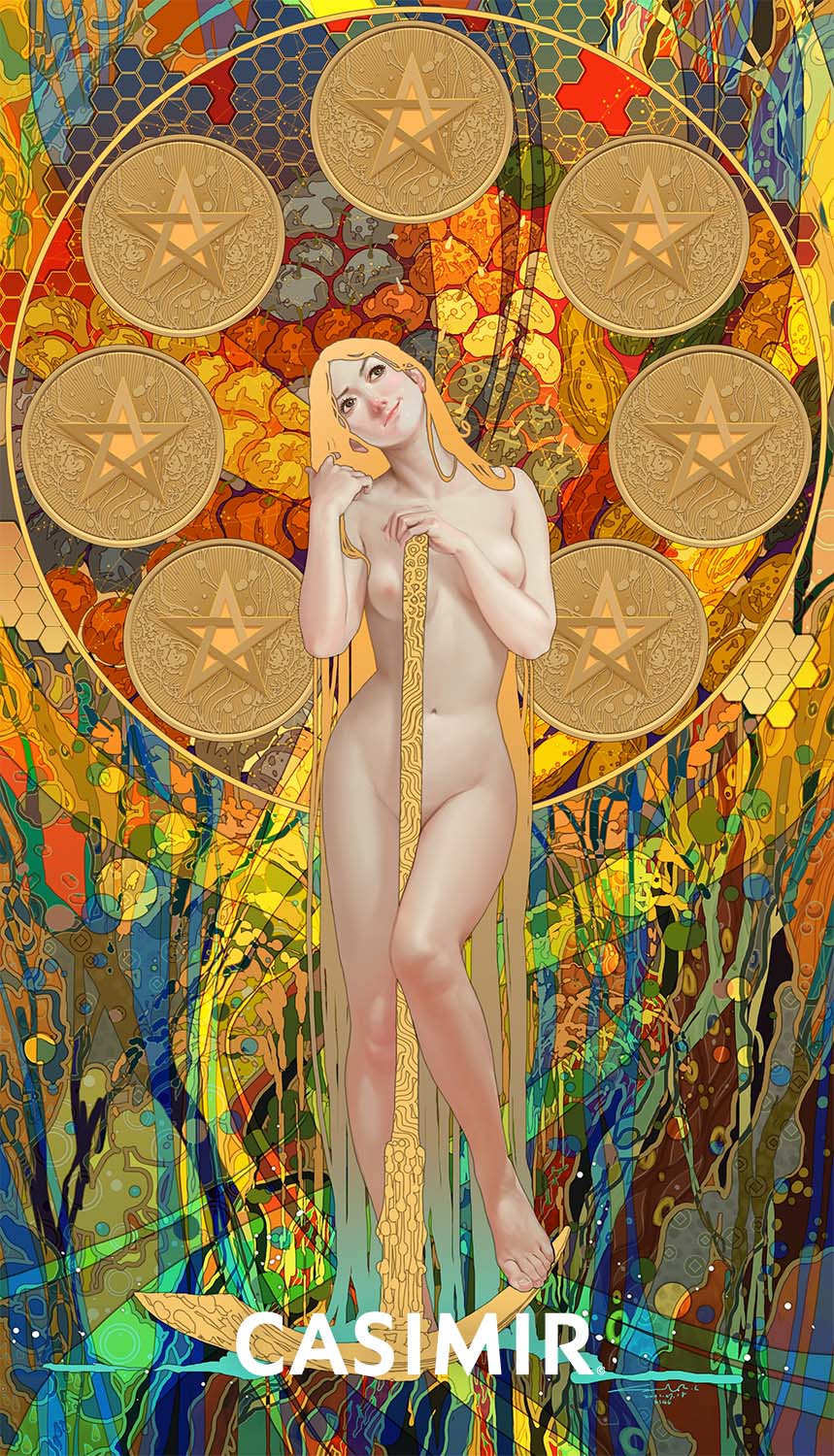 錢幣七｜Seven of Pentacles｜CASIMIR｜版畫